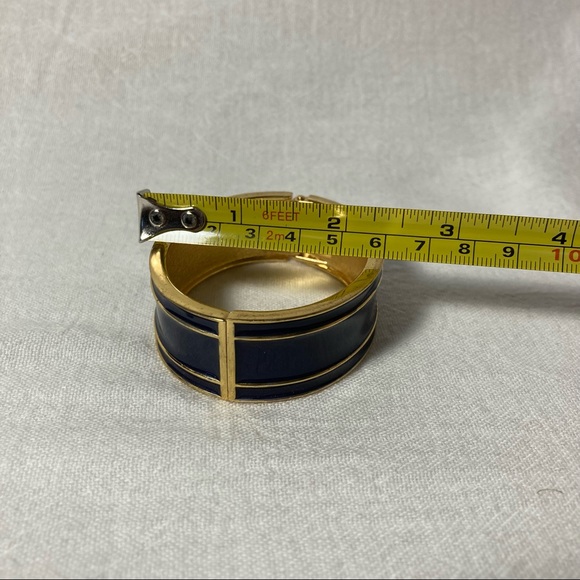 Classic Gold and Navy Hinged Bangle Bracelet EUC - Picture 4 of 5